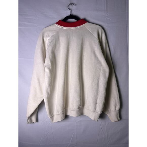 Vintage US Mail Tobacco Barn Christmas Cardinal Crewneck w/ Red Collar Medium - Picture 2 of 4